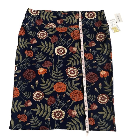 NWT LULAROE CASSIE Pencil Skirt Size 3XL Navy Blue Rust Tan Stretch Knee - Picture 5 of 7